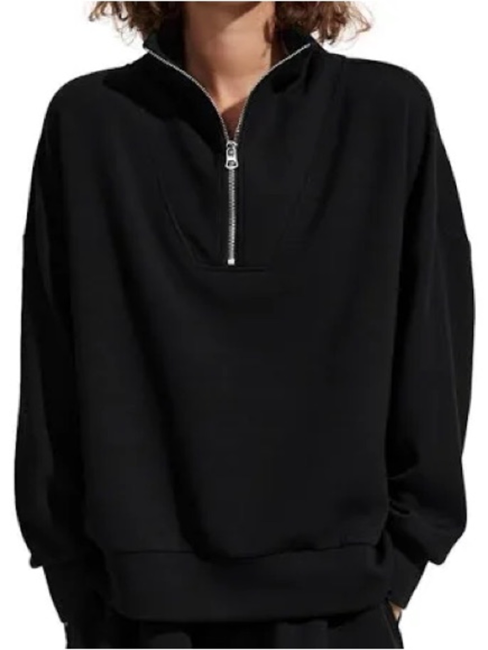 Varley Black V-Neck Quarter-Zip Pullover